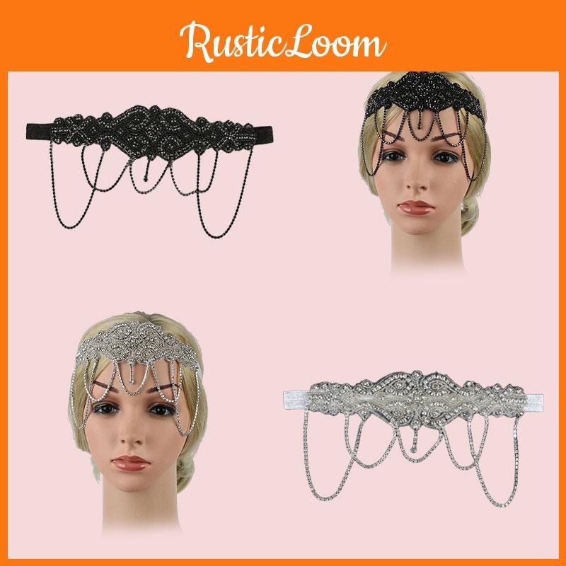 The Gatsby Great Flapper Headband Retro Rhinestone Tassel Bride Accessories Hair