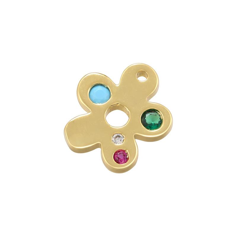 Fresh And Sweet Copper With Colored Diamonds Five-Petal Flower Pendant, Small And Exquisite Square Flower Accessories Vd1531-1532