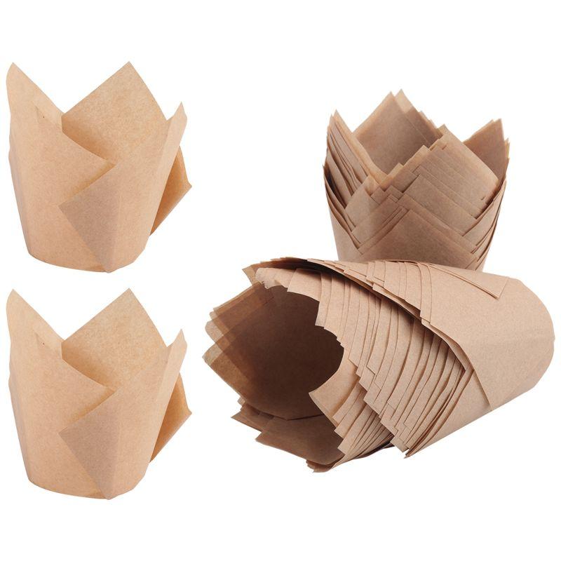 ABUL-50 Pcs Tulip Cupcake Liners,Tulip Baking Paper Cupcake & Muffin Liners Unbleached Baking Cups Cupcake