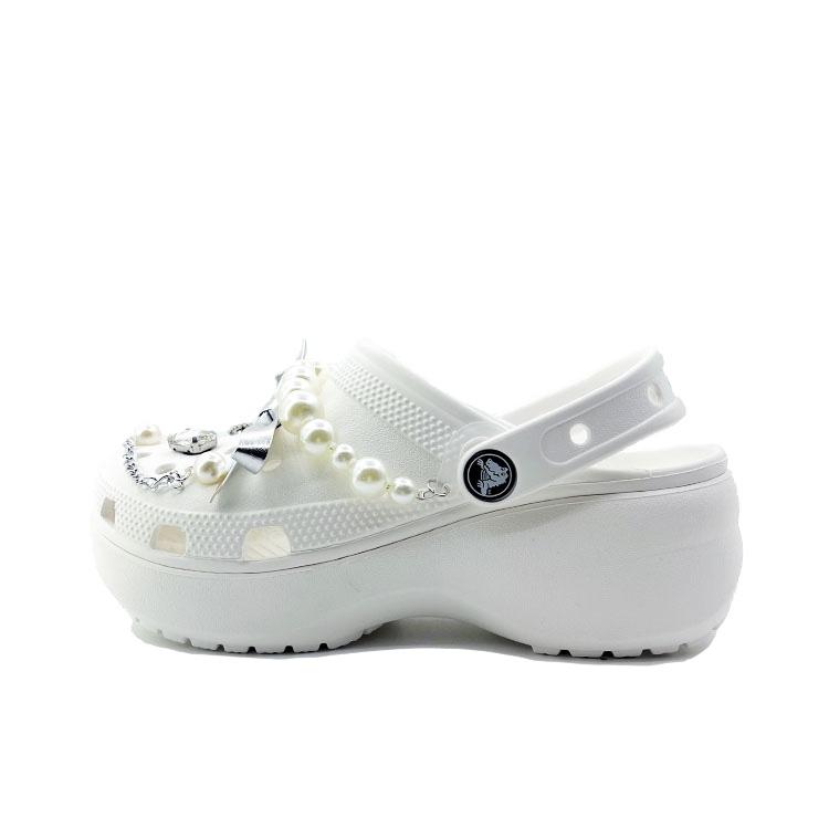 Crocs Classic Platform Clog EVA Beach Travel Versatile Fashion Trend Hole Shoes Unisex White