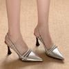 Bursting~ Silver high heels women's 2025 summer new beautiful rhinestone one-word with pointed thin heel bag head sandals