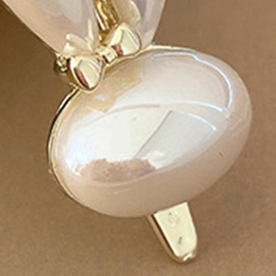 Mädchen Haarspange Vergoldete Basis Kunstperle Kaninchen Design Stabiler Halt Haarspange Seitenpony Haarspange Haaraccessoire