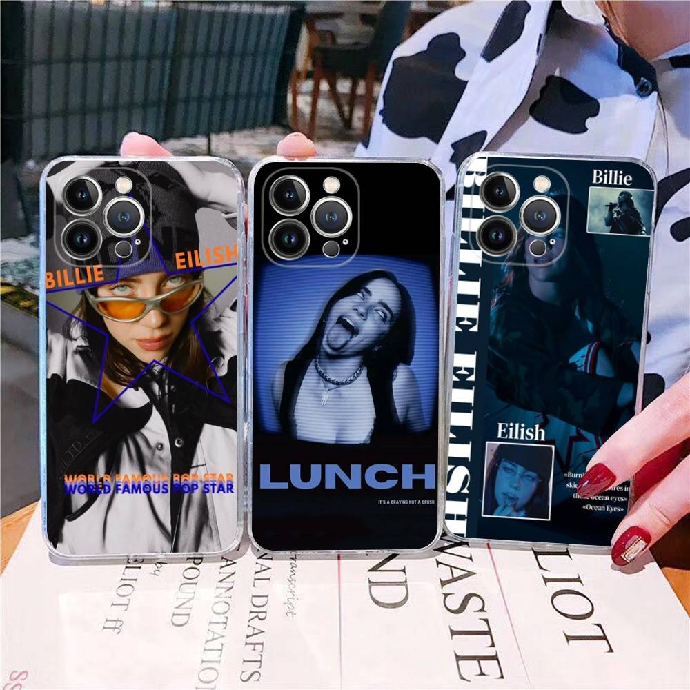 Pop E-Eilish Ster B-billie Transparante Telefoonhoes Voor IPhone 17 Air 16 Pro Max 15 14 13 12 11Plus Schokbestendige Hoes