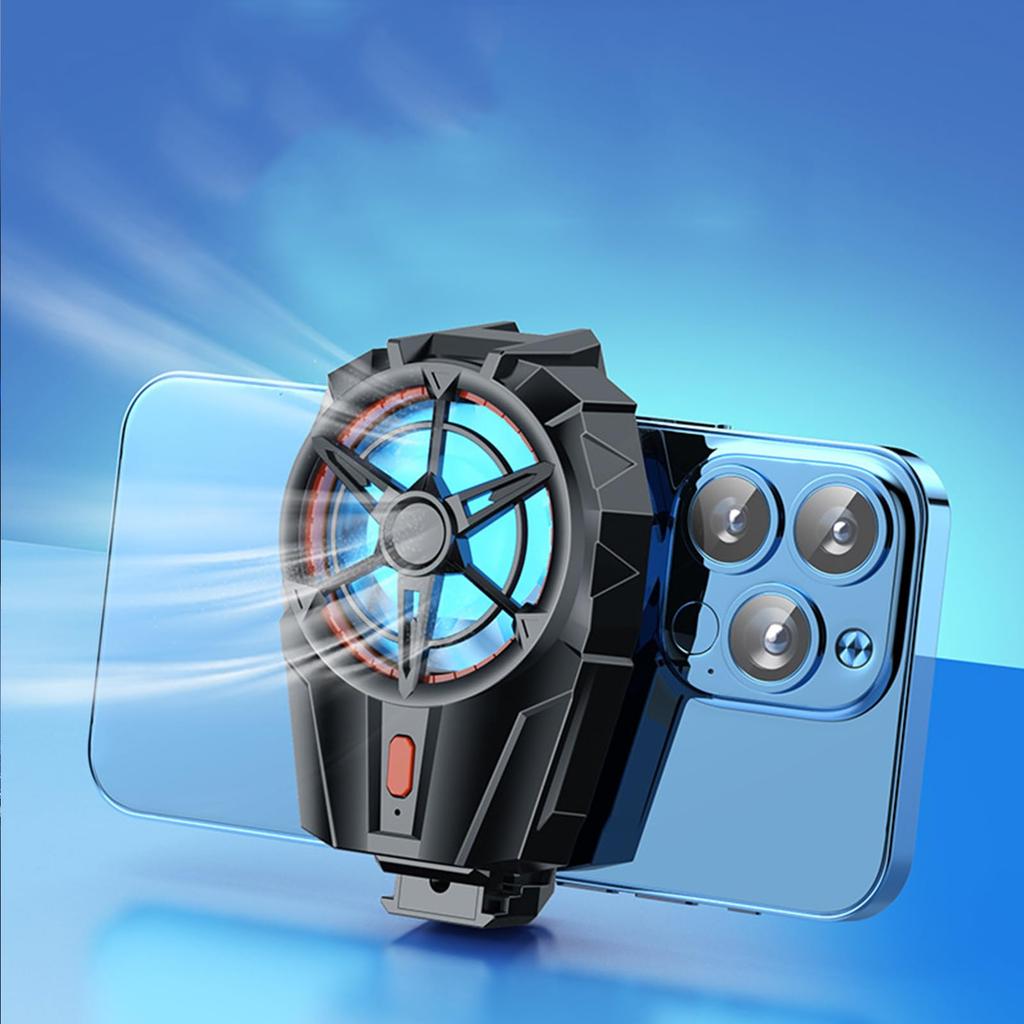X52 Mini Portable Cell Phone Coolong Fan with USB Plug and Play Back Clip Low Noise for 62~92mm Phone Gaming Reading Vlogging