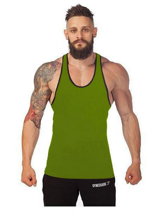 Men's Plus Size Solid Racerback Tank Top - Elastic Cotton Blend for Gym Training