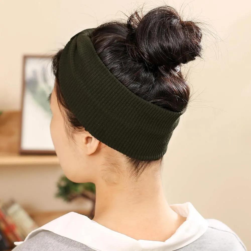 Daily Headband Designer Headband Angel Scrunchie Ribbon Ribbed Turban Khaki