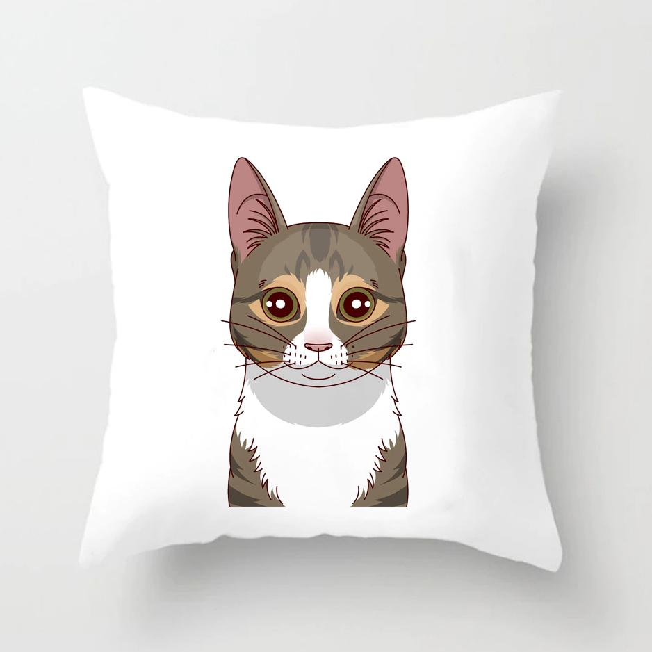 Cute Cat Pillows Cases for Sofa Home Decor Room Decoration Car Cushion Cover Polyester Pet Pillow Case Covers Pillowcase 45x45cm