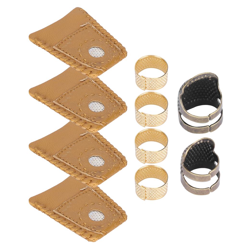 Adjustable Sewing Thimble Brass Sheepskin Fingers Protection Set Handcraft Supplies Accessory