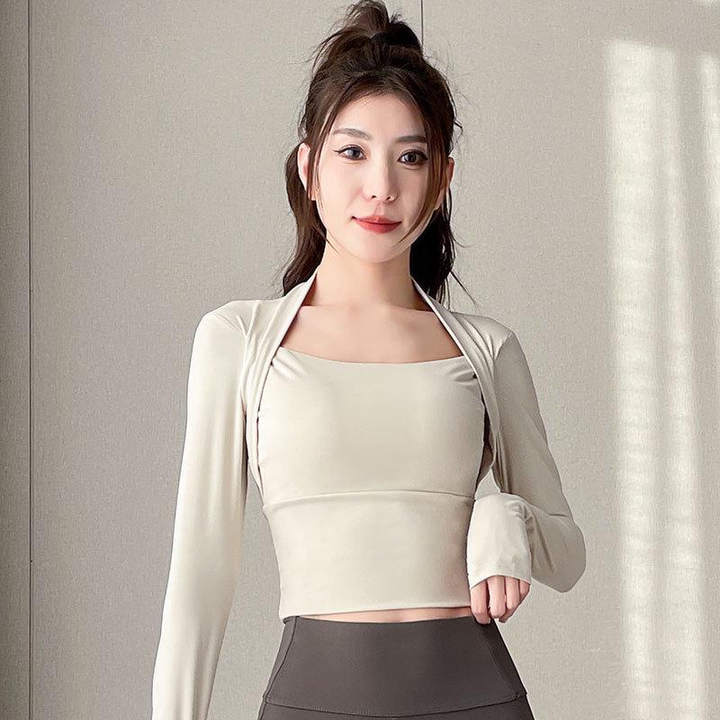 

Женский быстросохнущий комплект для йоги и бега с топом с длинным рукавом с подкладкой и брюками микро-клеш Small