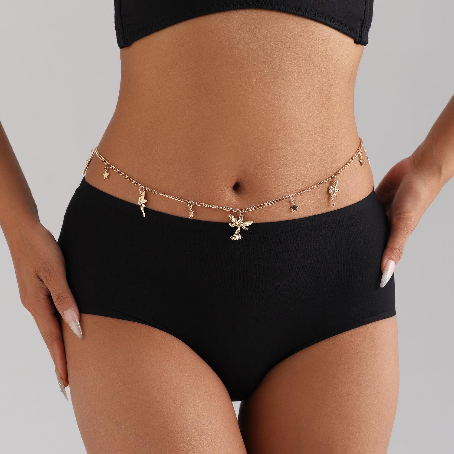Premium jewelry sexy fashion style angel star metal waist chain simple temperament body chain золотой