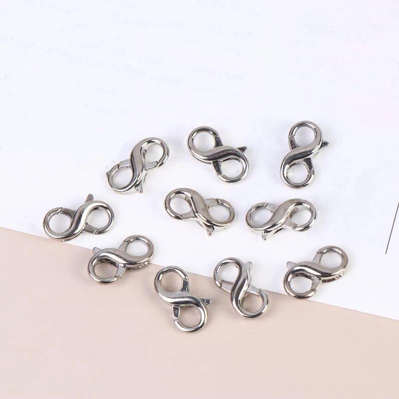 

Metal Figure Eight Lobster Clasp Connectors for Key Ring Jewelry DIY Projects Quick Release Accessories Set серебряный