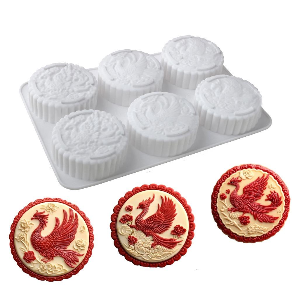 Silicone Auspicious Clouds Mooncake Mold 6 Cavities Mung Bean Cake Mold Soap Mold  Kitchen