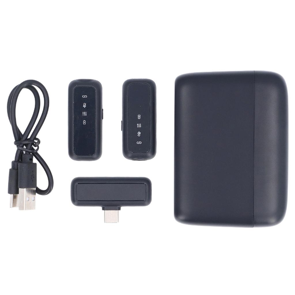 2pcs Wireless Lavalier Microphone with Charging Case Clip On Lapel Microphone Wireless for Video Recording Vlogging