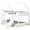 Stable Base Bunk Bed with Ladder Slide Falling Protection House Bed Strong Load Bearing Double Bed Solid Structure Wood Frame Family Loft Bed Bedroom