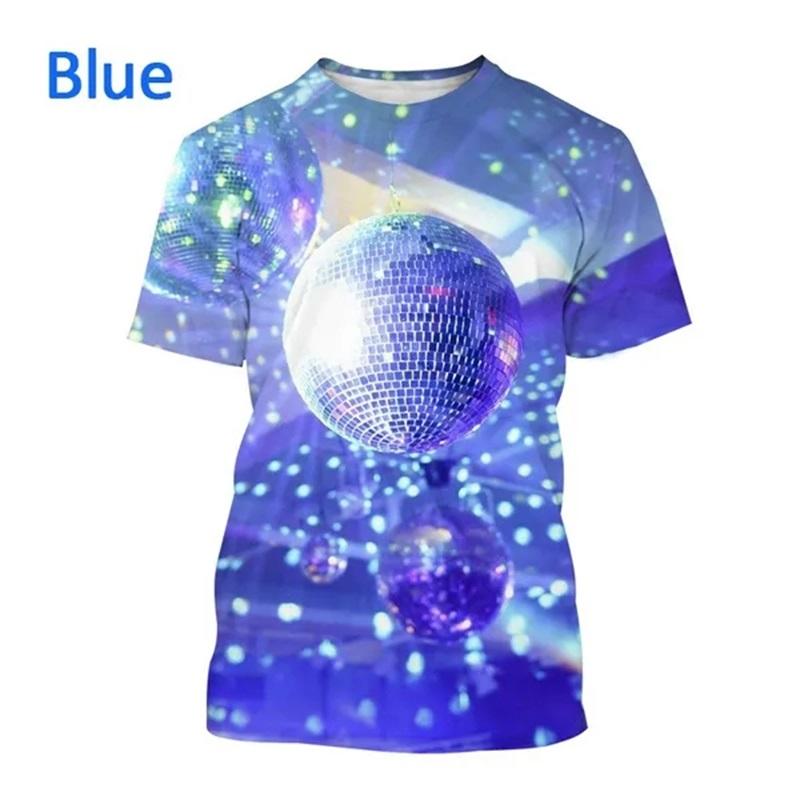 New Party Disco Ball Print Tshirt Short Sleeved O Neck Plus Size T Shirt For Men Women Casual Cool Hip-hop Streetwear Tee Tops