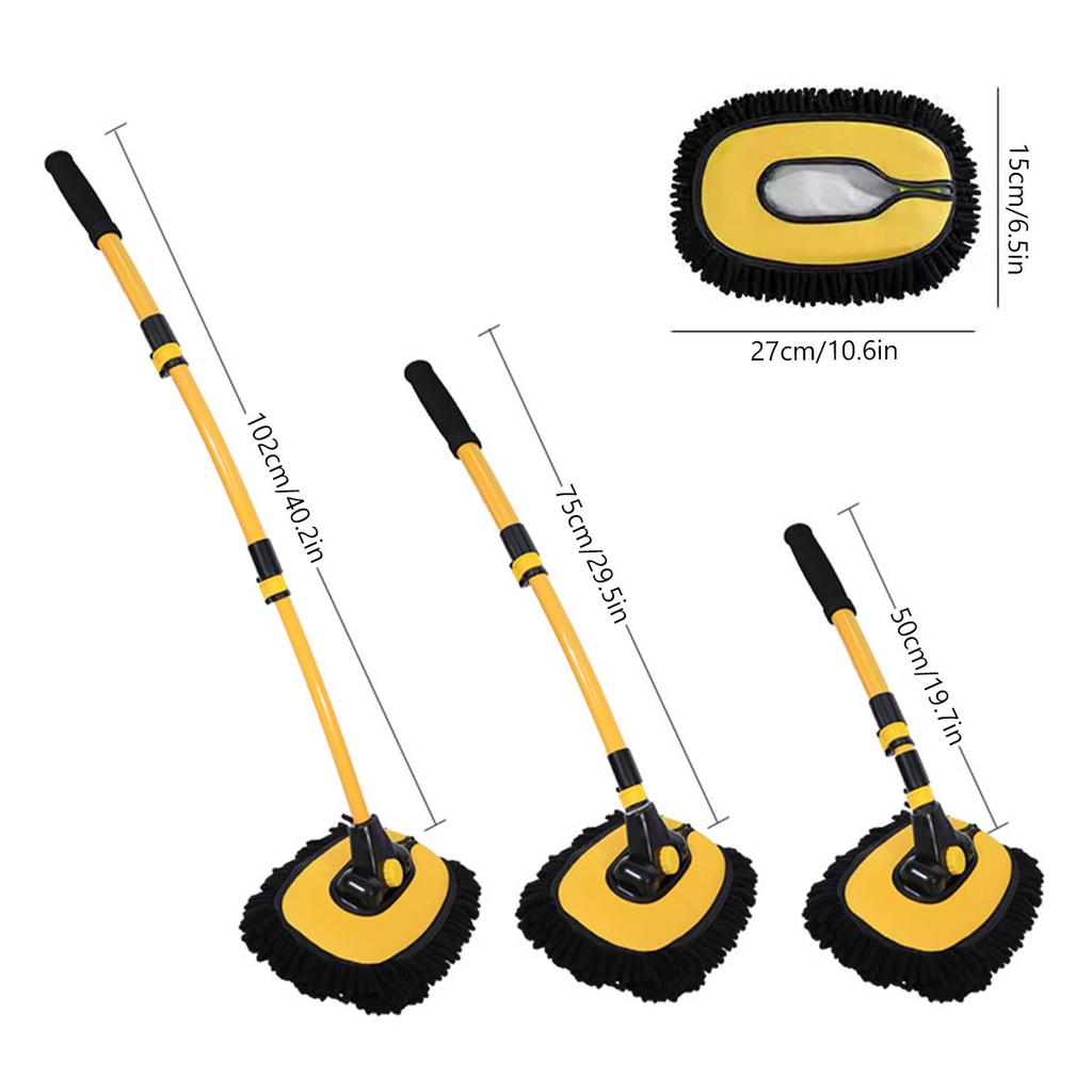 Car Wash Mop Telescopic Car Cleaning Brush Long Handle Rotatable Car Cleaning Mop Water Absorption Wash Brush Car Accessories