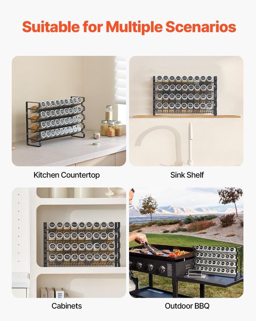 Spice Rack Organizer for Cabinet Kitchen Seasoning Organizer 18x11 in