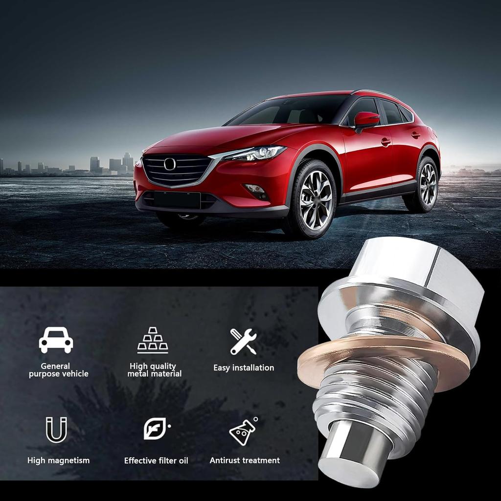 Magnetic Oil Drain Plug M12x1.25, Stainless Steel Oil Drain Plug with 5 PCS Copper Crush Washer Anti Leakage Replacement for Car Motorcycle Boat