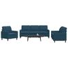 3-teiliges Sofaset mit Kissen Blaues Samt