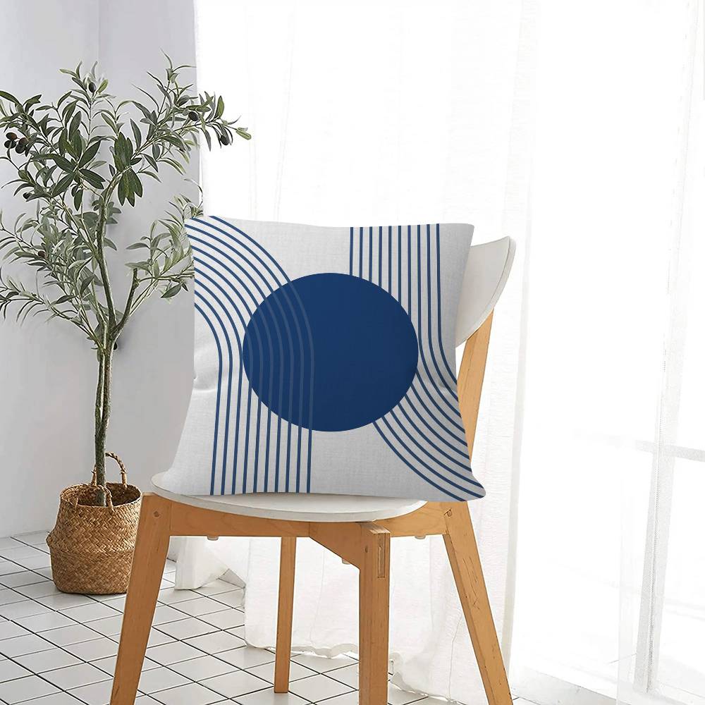 Beauty Blue Geometric Cushion Cover Inches Farmhouse Decor Home Throw Pillow Covers For Couch Decorations