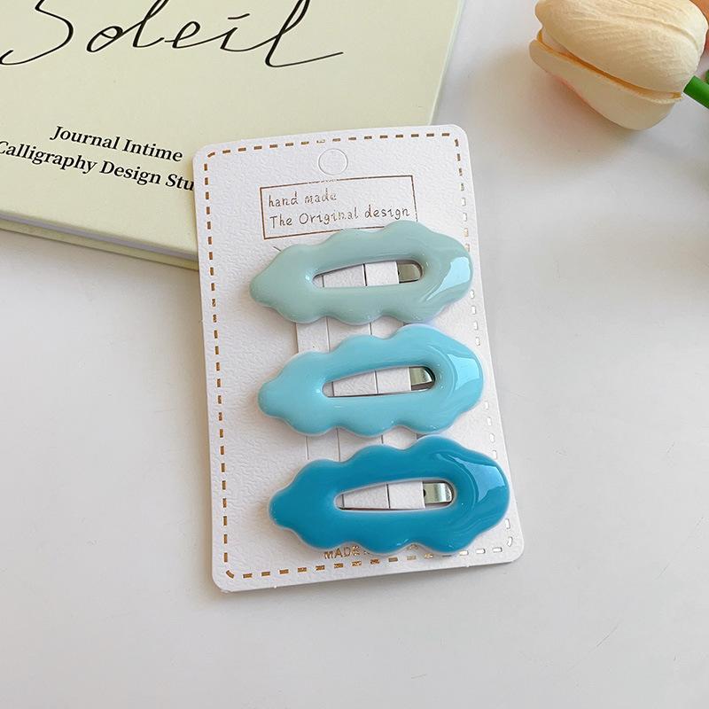 Épingles à cheveux simples givrées pour filles, 3 pièces, pinces à cheveux carrées, ovales, Triangle, pour enfants, épingles à cheveux, cliquez sur clac