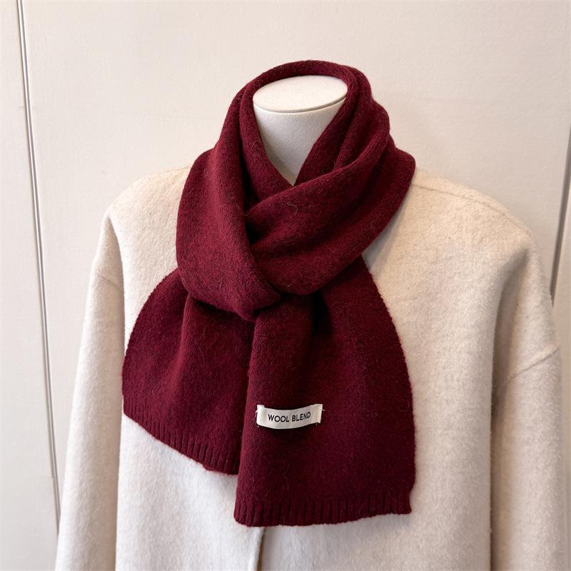 

Luxury Winter Warm Knitted Scarf Women Korea Styles Solid Color Simple Scarves Shawls Lady Soft Wraps Neckerchief 22x164cm