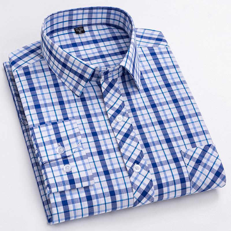 Men's 100% Cotton Plaid Long Sleeve Shirt - Casual Spring/Summer Style