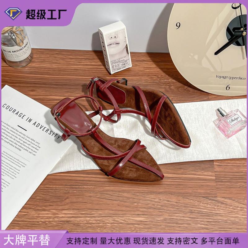High-heeled sandals women's stiletto high-end Roman women's shoes temperament niche retro strap high-heeled shoes women's outer shoes