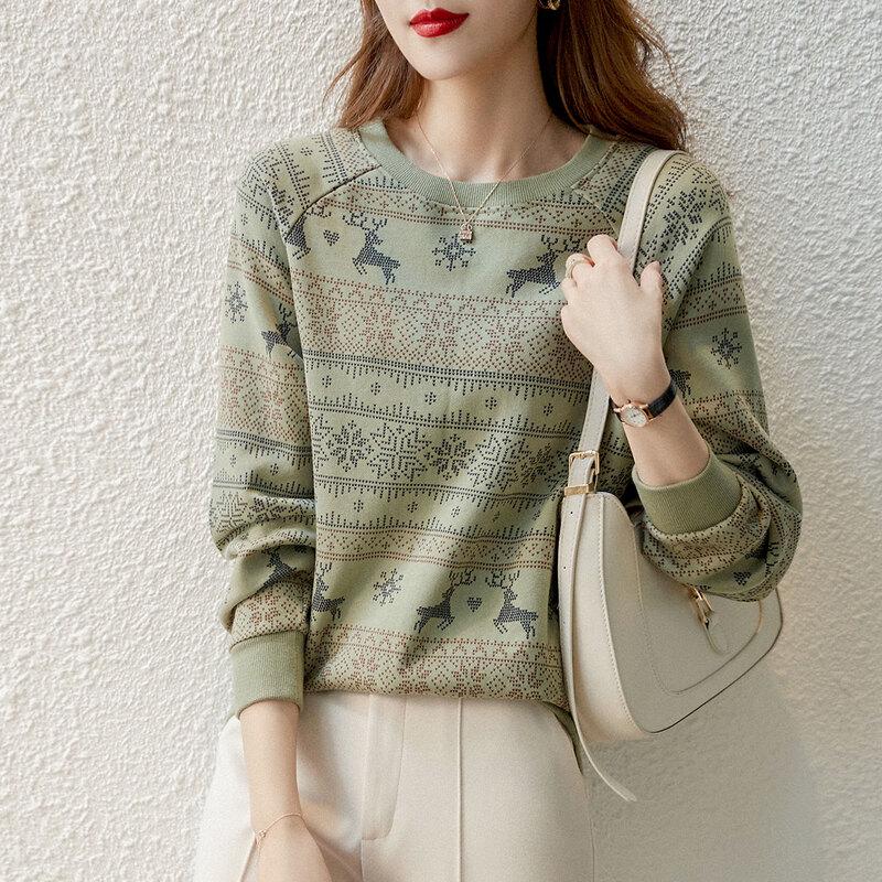 Women's Camouflage Print Round Neck Sweatshirt