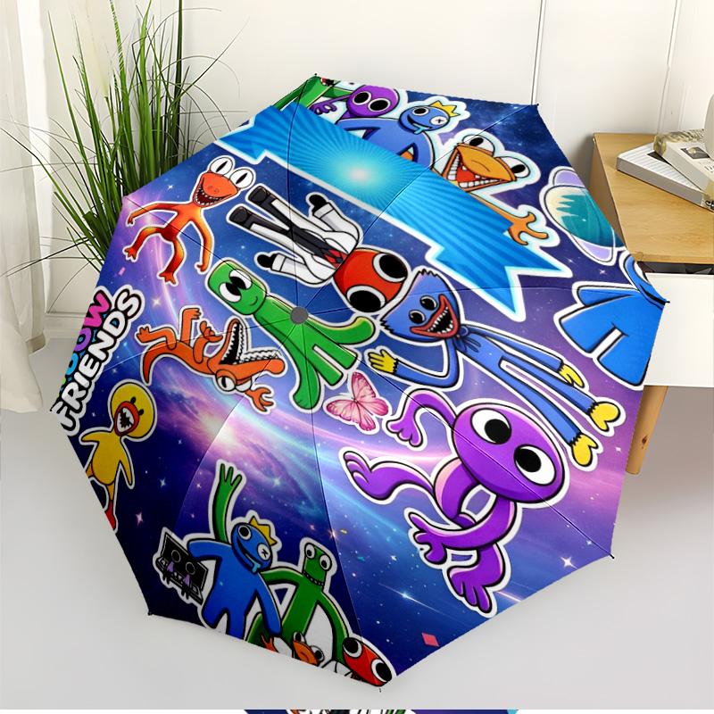 Game Rainbow Friends Print Automatic Open Close Umbrella, Portable Foldable Umbrella, for Outdoor Commute Camping Trip, Ideal Birthday Gift