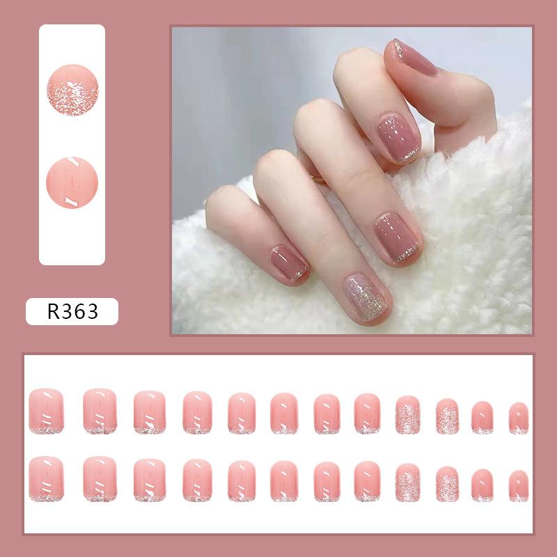 24ks/krabice Rouge Glitter Umělé nehty Odnímatelné Umělé nehty Nositelné Umělé nehty Lis na nehty Tipy na akrylové nehty Zdobení nehtů