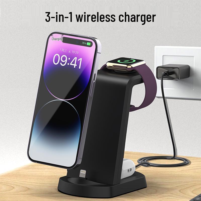 3-in-1 Wireless Charger Stand for iPhone, Apple Watch, and Earbuds