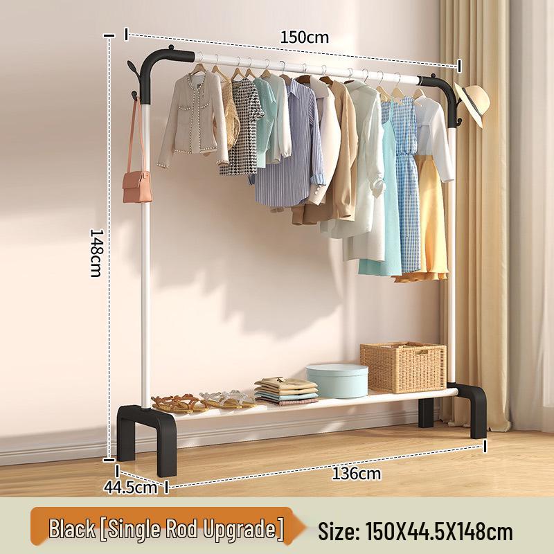 Floor-Standing Indoor Clothes Drying Rack and Coat/Hat Rack for Bedrooms and Dorms.