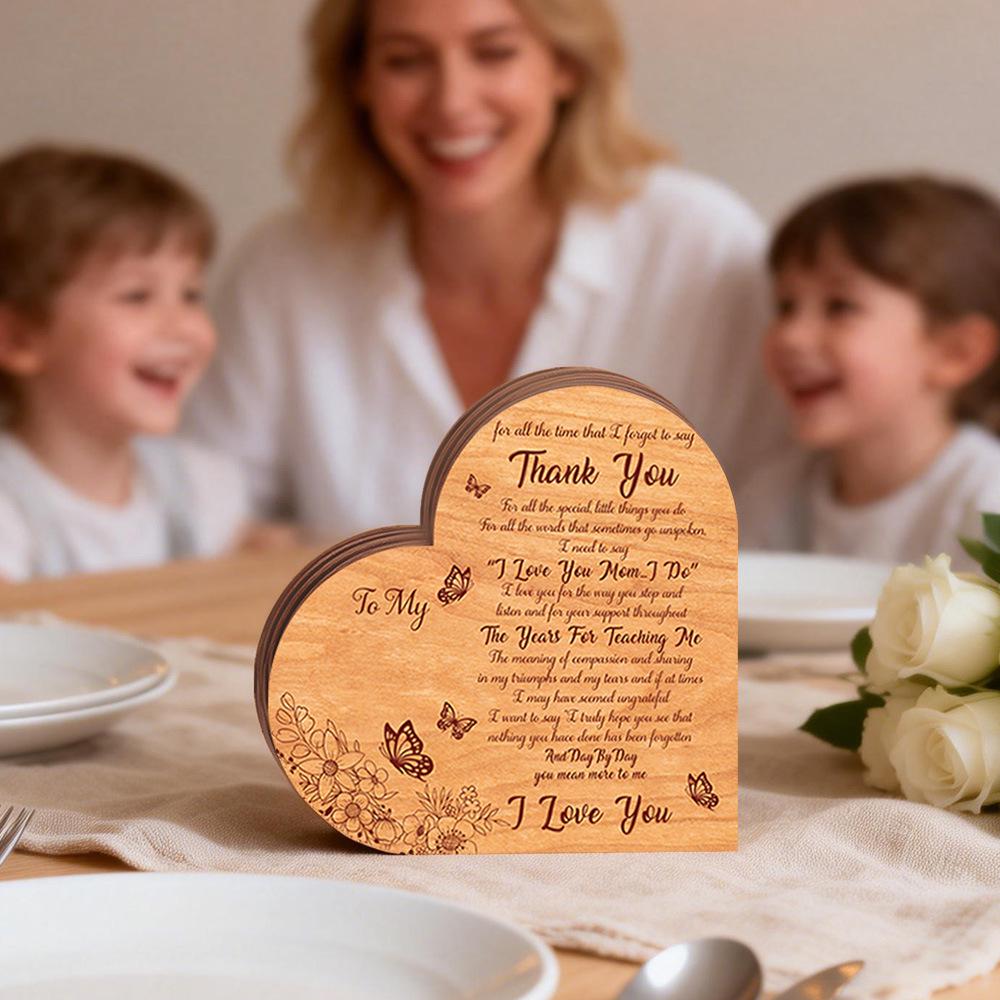 MZ1021-1031 Mother's Day Heart Wooden Desktop Ornament