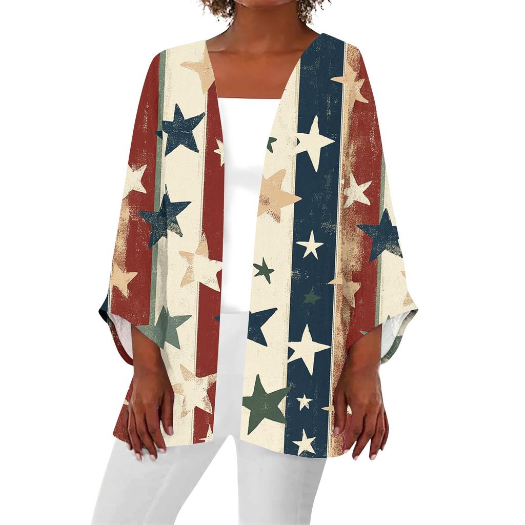 Women's Casual Fashion Printed Lightweight Mid-length Jacket Cardigan