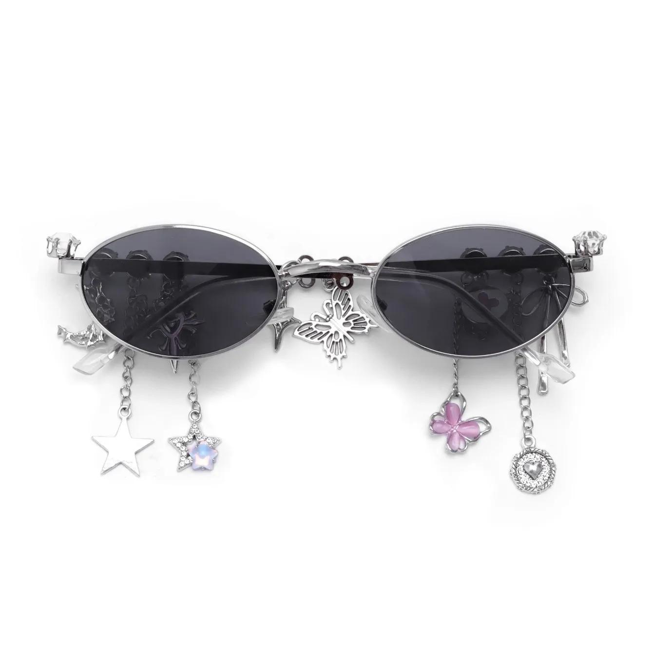 

Fashion Sweet Cool Spicy Girl Eyeglasses Sakura Fashion Star Diamond Small Frame Elliptical Glasses for Women Eyeglasses