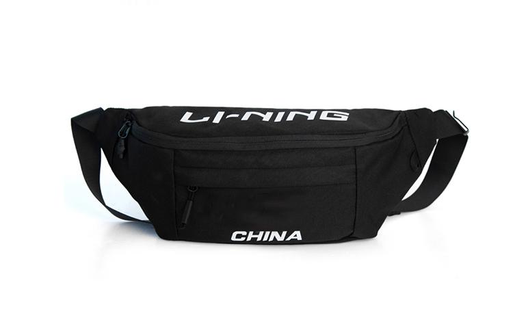 Li Ning Polyamide Shoulder Bag, Crossbody Bag, Sling Bag, Backpack, Fanny Pack Unisex Black/White ABLS135