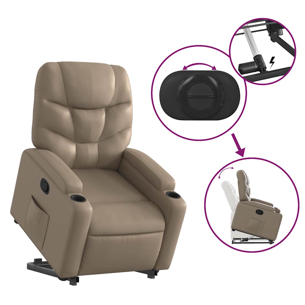 Vidaxl Lift Recliner, Cappuccino, Faux Leather Upholstered