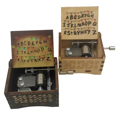 Stranger Music Box Things Kids Windup Hand Crank Wood Muiscal Box for Birthday Christmas Gift