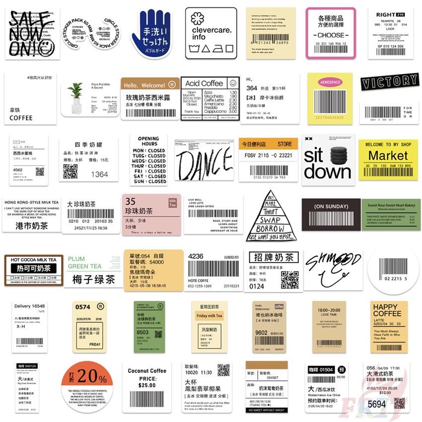 50ks/Sada Vtipné Kávové Etikety Umělecká Série 01 Samolepky Voděodolné DIY Módní Doodle Samolepky