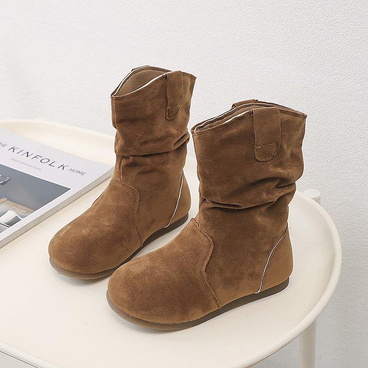 

Корейская версия женских ботинок 2025 детские ретро ленивый ветер ботинки на наборном каблуке универсальные ковбойские ботинки зарубежный стиль круглый носок бокен ботинки 36 yards inner length 22.1cm верблюд