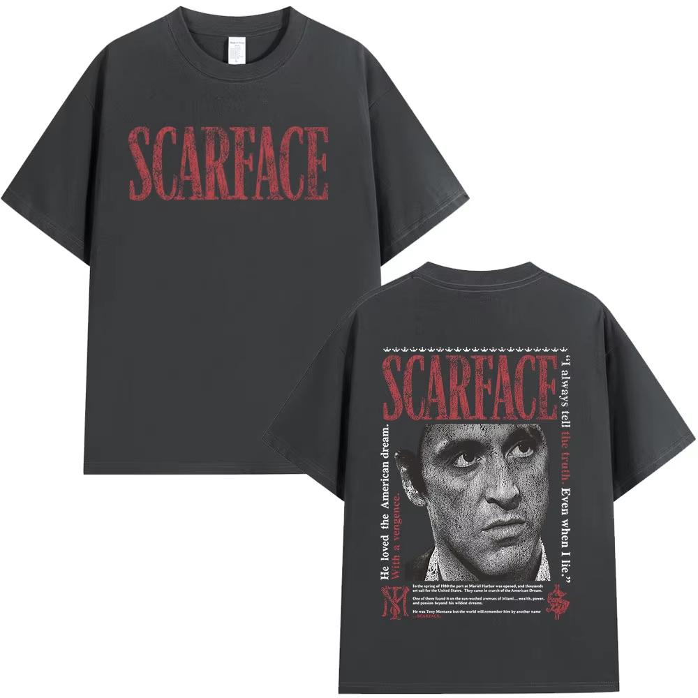 Gangsters Movie Scarface T-shirt Tony Montana Al Pacino T-shirt Men's Women Clothing Vintage Gothic Oversized T Shirt