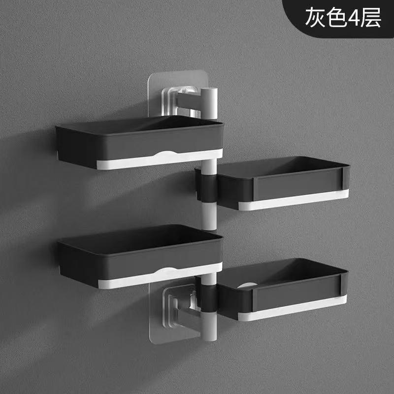 Rotating Wall Hanging Soap Rack Thickened Self Draining Soap Holder for Bathroom Shower Organization