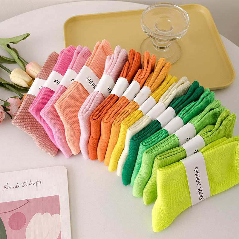 Women's 2025 Dopamine Dance Socks: Colorful, Scrunched Cotton Mid-Calf Socks for All Seasons