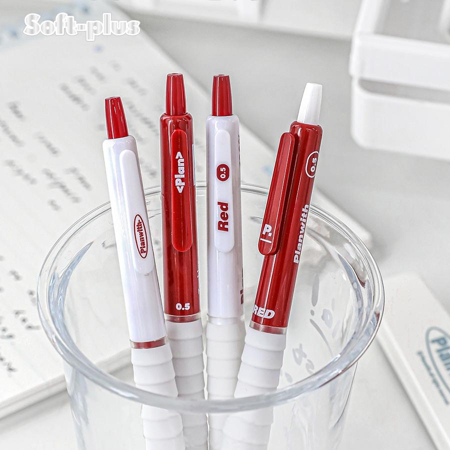 Sada 4ks gelových per Soft-plus Easy Grip 3s rychleschnoucí černo-červený barevný inkoust 0,5 mm kuličkové pero pro psaní