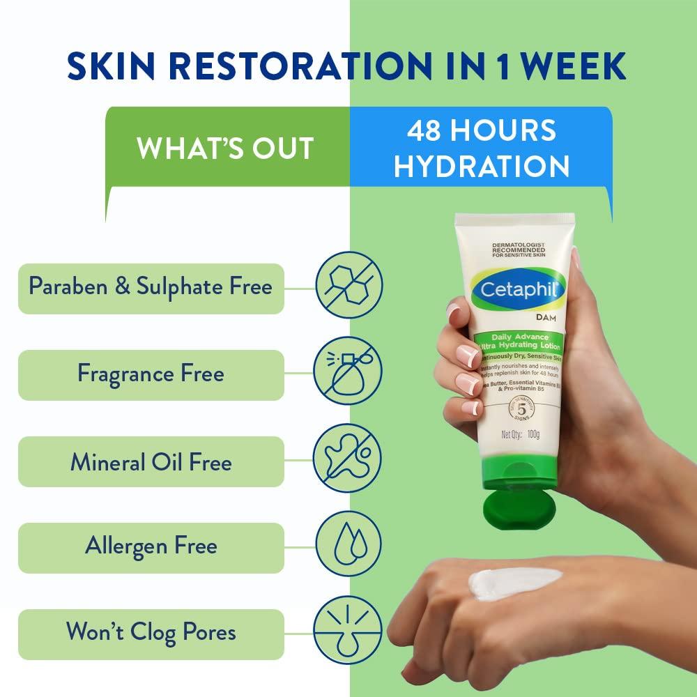 Cetaphil Daily Advance Ultra Hydrating Lotion 100 g Packung mit 1 Stück für trockene empfindliche Haut Gesichts- und Körperpflege