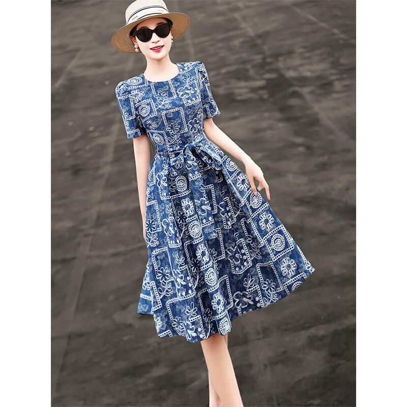 Lanser 2026 Summer Elegant Embroidered A-Line Dress
