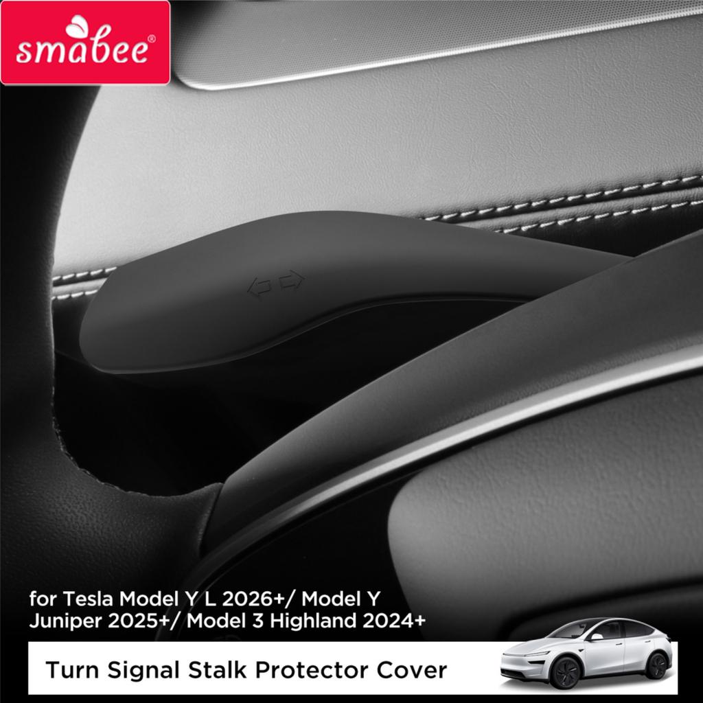 Smabee for Tesla Model Y L 2026+/ Model Y Juniper 2025+/ Model 3 Highland 2024+ Turn Signal Stalk Protector Cover Silicone Black