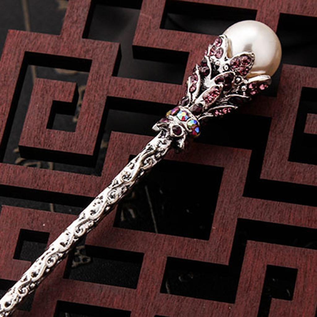 Vintage Haarnadel mit Strasssteinen, chinesischer Stil, Hochzeitskopfschmuck für dickes lockiges Haar, Styling-Dekoration