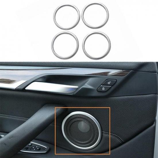 Fit For BMW X1 F48 Car Door Speaker 2016- Ring Horn Cover Trim Matte Silver